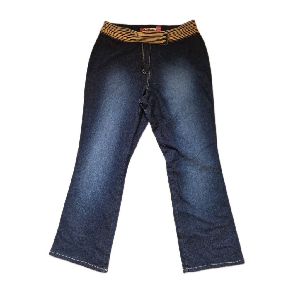 Vintage Lazer Jeans Flare Stretch Denim Pants Women's Size 18 Dark Wash Y2K GUC